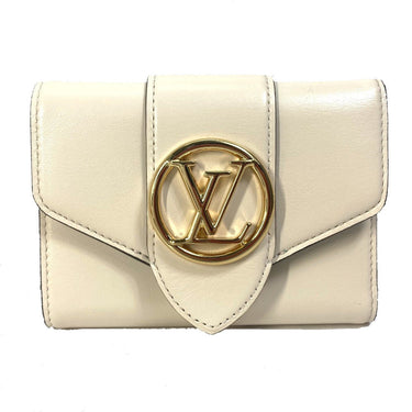 LOUIS VUITTON Trifold wallet M69176 leather white Portefeuille LV Pont Neuf Women Used Authentic